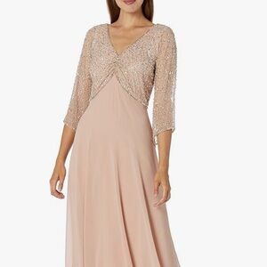 NWT JKARA New York NW5 Elegant Beige Evening Gown, Sz 22